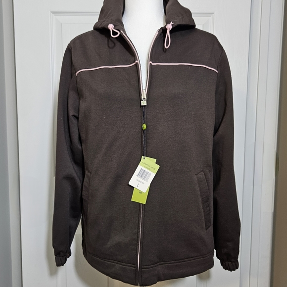 EVERLAST Womens Reversable Zip Up Hooded Jacket, Brown Sz L NWT - Picture 11 of 13